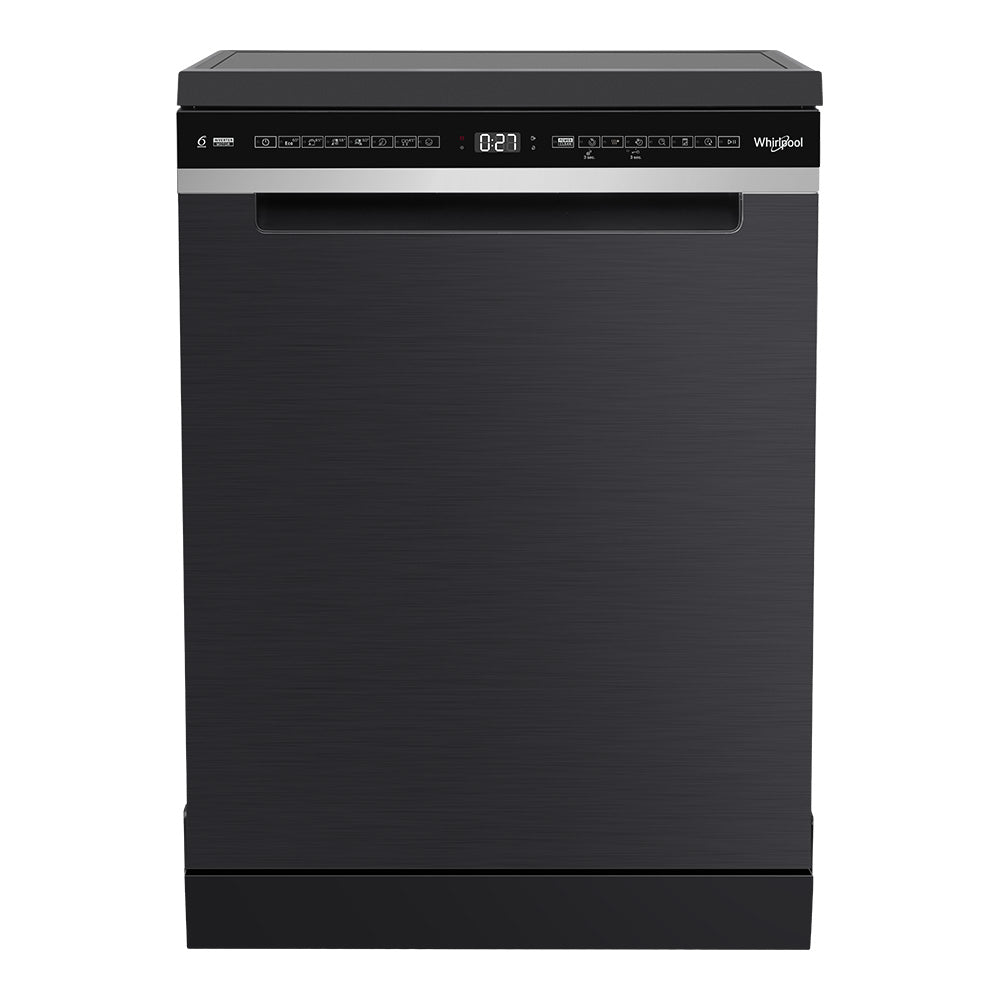 Whirlpool WDFS3R4PBSAU 60cm Power Clean Pro Maxi Tub 14 Place Setting Free Standing Dishwasher - Black