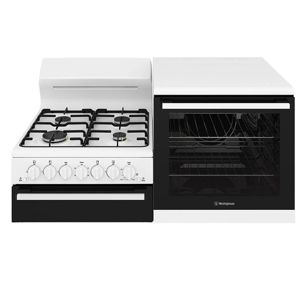 Westinghouse WDG110WCNG-R 110cm White Elevated Gas Freestanding Stove - Right Hand Oven - Westinghouse Seconds Discount