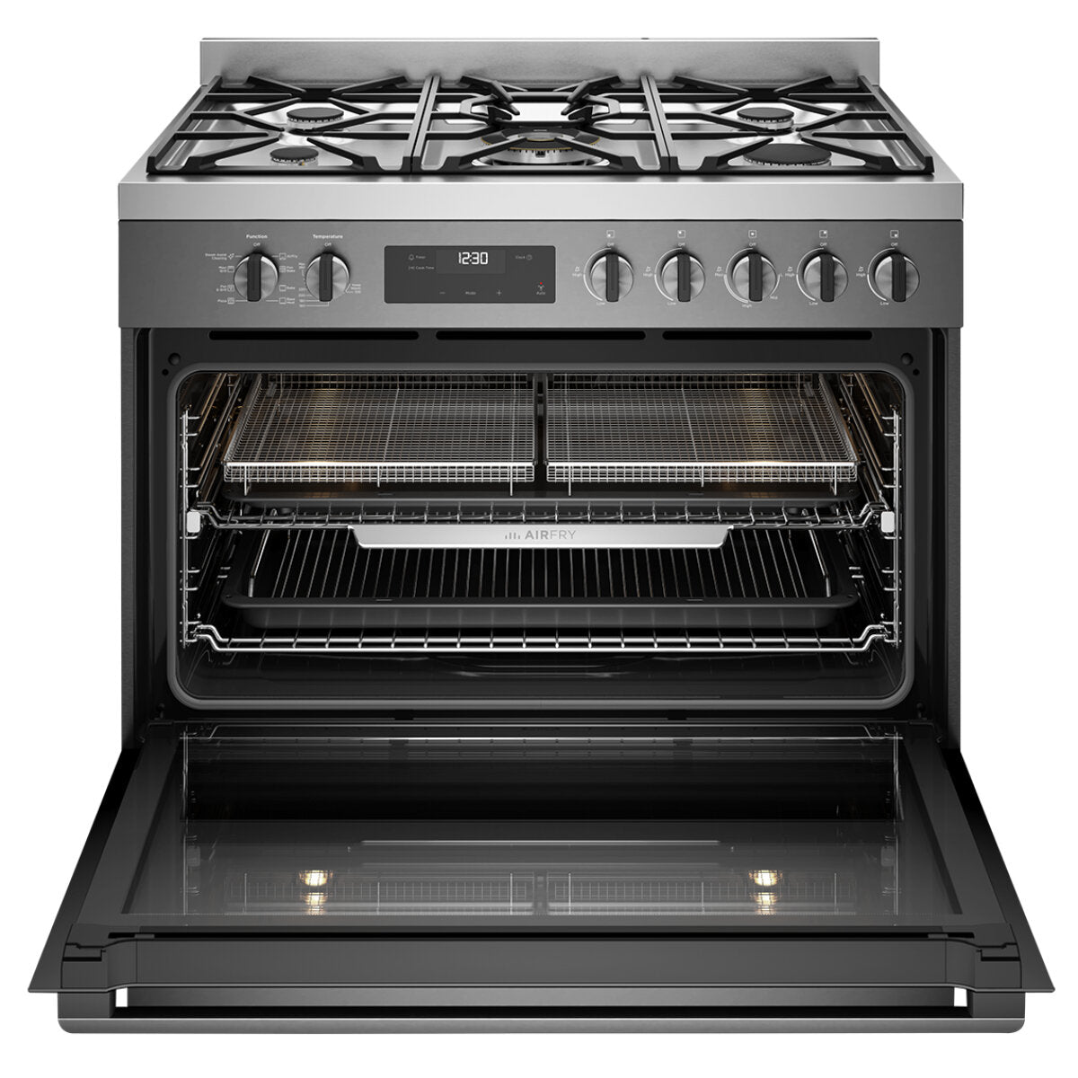 Westinghouse WFE9516DD 90cm Dual Fuel Dark Stainless Steel Freestanding Cooker with AirFry - Westinghouse Seconds Discount