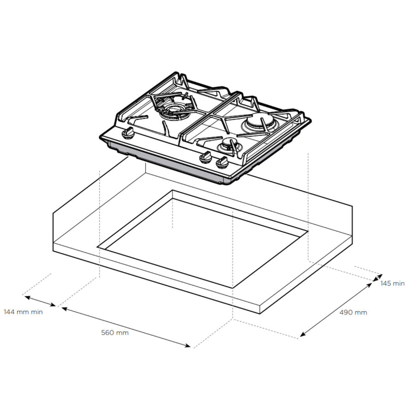 Westinghouse WHG639BD 60cm 3 Burner Gas Glass Cooktop - Westinghouse New in Box Clearance Discount