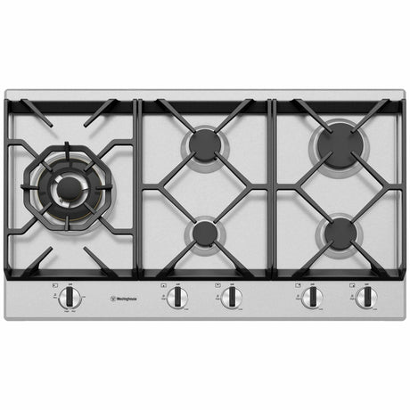 Westinghouse Whg958Sc 90Cm Stainless Steel Gas Cooktop - New Clearance Stock