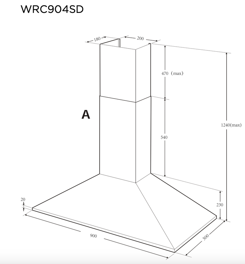 Westinghouse WRC904SD 90cm Stainless Steel Canopy Rangehood - Clearance Discount