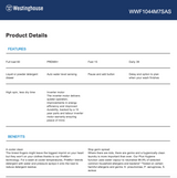 Westinghouse WWF1044M7SAS EasyCare 700 10kg Front Load Washing Machine, Grey - Westinghouse Factory Seconds (Copy)