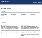 Westinghouse WWH52HWA 5.2kW Window/Wall Reverse Cycle Air Conditioner - Factory Seconds