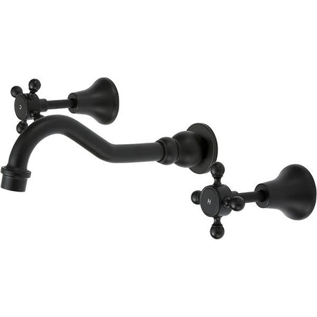 Fienza 336102BK Lillian Shepherds Crook Bath Set Matte Black Tapware 3 Piece