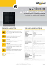 Whirlpool W4OMK581HU1BAUS 60cm Air Fry Multi-Function Smart Hydrolytic Clean Oven in Black