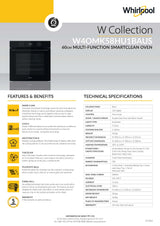 Whirlpool W4OMK58HU1BAUS 60cm Multi-Function Smart Hydrolytic Clean Oven in Black