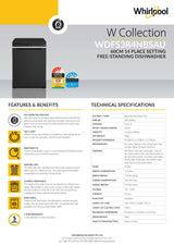 Whirlpool WDFS3R4NBSAU Maxi-Tub 14 Place Setting Freestanding Dishwasher in Black