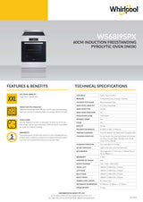 Whirlpool WS68I9SPX 60cm Induction Freestanding Pyrolytic Oven in Inox