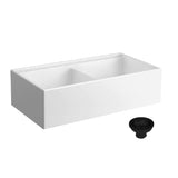 Seima 192537 Odessa 922 Ceramic Butler Sink, Double Bowl, 915x485mm Workstation, White Gloss with Black Basket Waste & Grid