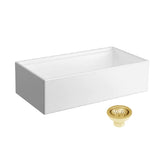 Seima 192526 Odessa 920 Ceramic Butler Sink, Single Bowl, 915x485mm Workstation, White Gloss with Brushed Gold Basket Waste & Grid