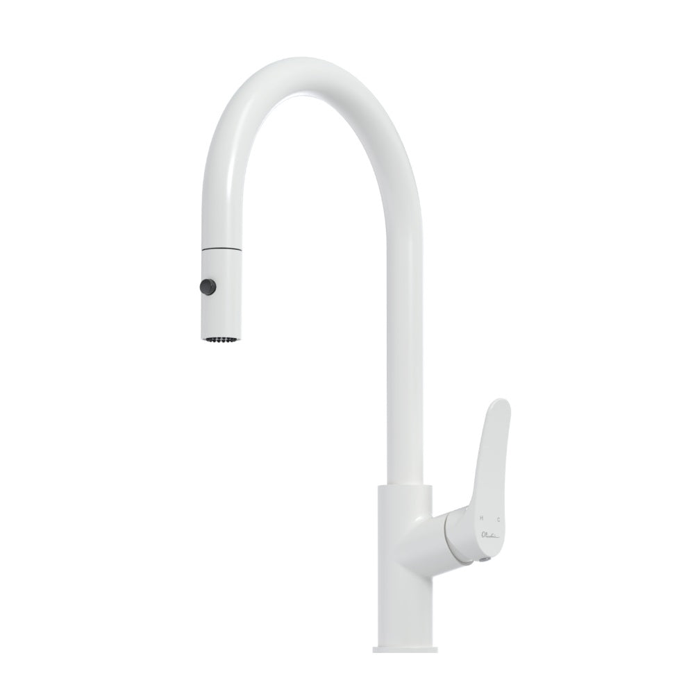 Oliveri Verona Pullout Gooseneck Sink Mixer, White, VA306507WH-P
