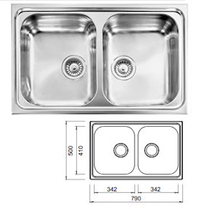 Abey Ze2 Zenith Top Mount Double Bowl Sink Mounted Kitchen Sinks