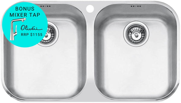 Abey Barazza Bf200U B-Fast Undermount Double Bowl Sink Kitchen Sinks
