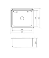 Seima 191599 Acero 007 Single Bowl Sink, Abovemount (Right taphole) Stainless Steel, 610x510mm