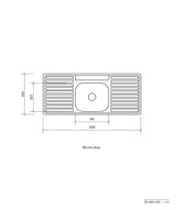 Seima 191604 Acero 012 Single Bowl Sink, Abovemount (3 tapholes), Stainless Steel, 1200x500mm