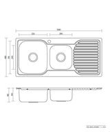 Seima 191615 Acero 1080 Sink, 1.75 Left Hand Bowl with Right Hand Drainer, One Taphole