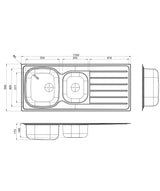 Seima 192389 Acero 1160 Sink, Abovemount, 1 Tap Hole ,Right Hand Drainer, Stainless Steel