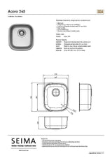 Seima 192403 Acero 345 Sink, Undermount, Stainless Steel
