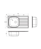 Seima 192379 Acero 860 Topmount Sink, 1 Bowl with Right Hand Drainer, (No Taphole), Stainless Steel, 860x500mm