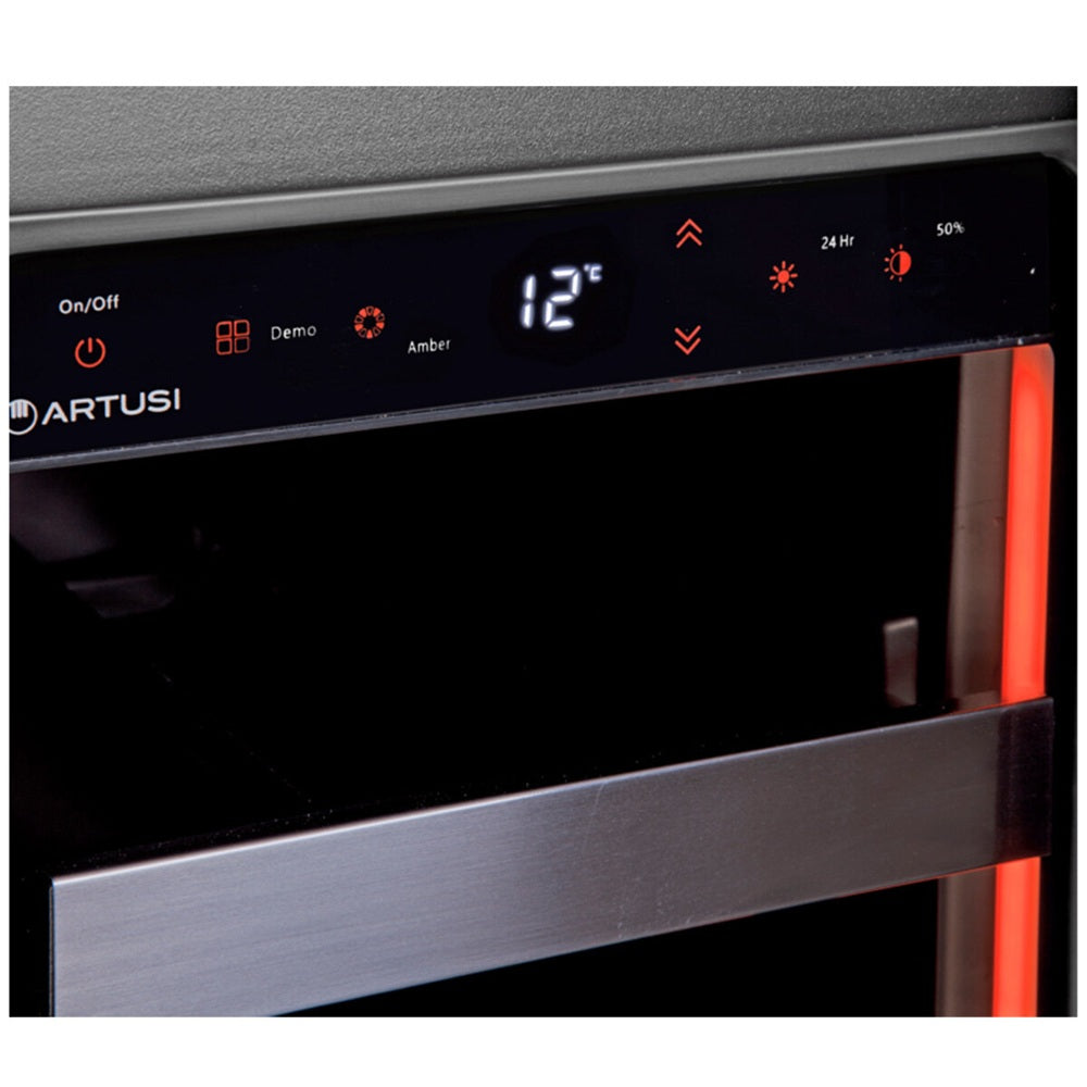 Artusi AWC37BV Dual Zone Wine Cooler, 37 Bottle, Reversible Door, Matte Black
