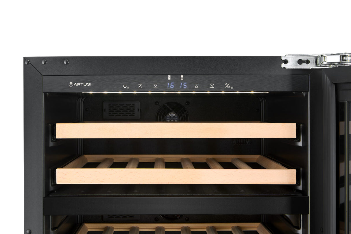 Artusi AINT119GWE 39 Bottle Dual Zone Integrated Wine Cabinet, Black
