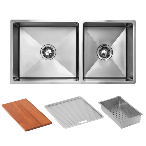 Arc Isku9S1 Deluxe 1 And 3/4 Bowl Stainless Steel Undermount Sink With Accessories Kitchen Sinks