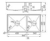 Arc Isku9S1 Deluxe 1 And 3/4 Bowl Stainless Steel Undermount Sink With Accessories Kitchen Sinks