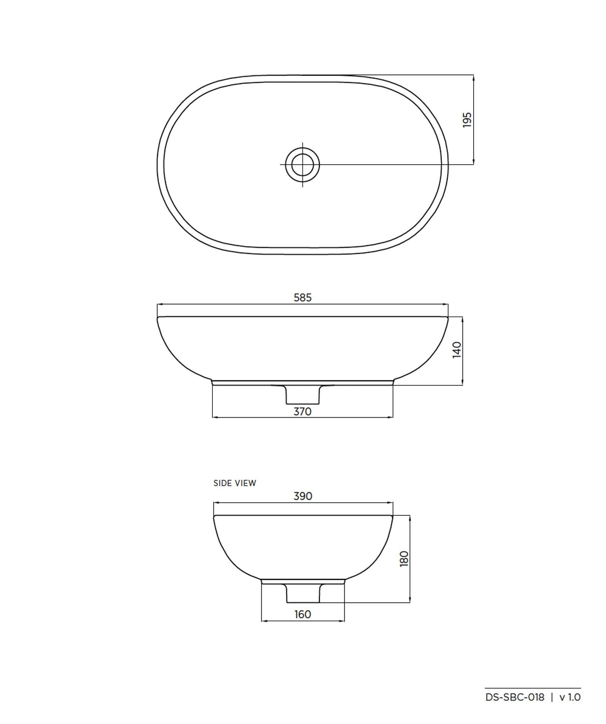 Seima 191453 Arko 018 Above Counter Basin, 585mm No Taphole White