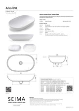Seima 191453 Arko 018 Above Counter Basin, 585mm No Taphole White