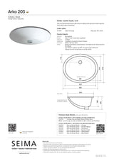 Seima 191469 Arko 203 Undermount Basin with Overflow, White, No Taphole