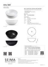Seima 191091 Arko Above Counter Basin, Black Silk, No Taphole