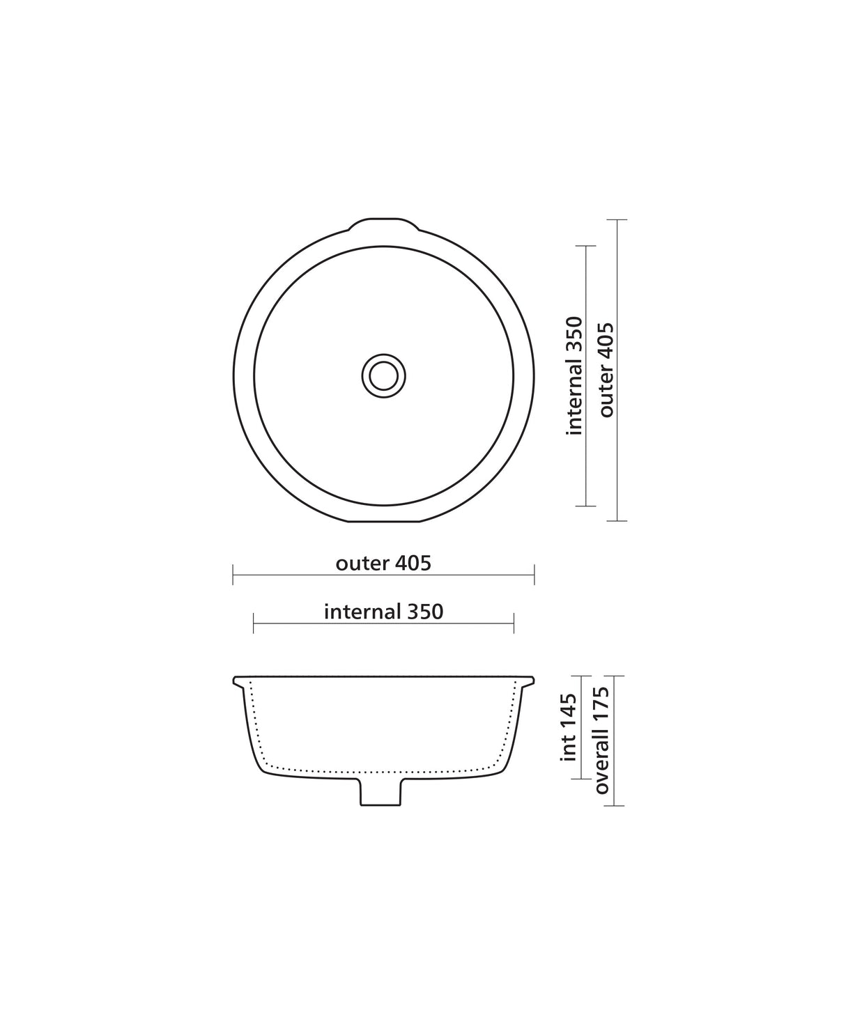 Seima 191861 Arko 405 Undermount Basin with Overflow, 405x405mm (No Taphole) Gloss White
