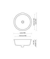 Seima 191861 Arko 405 Undermount Basin with Overflow, 405x405mm (No Taphole) Gloss White