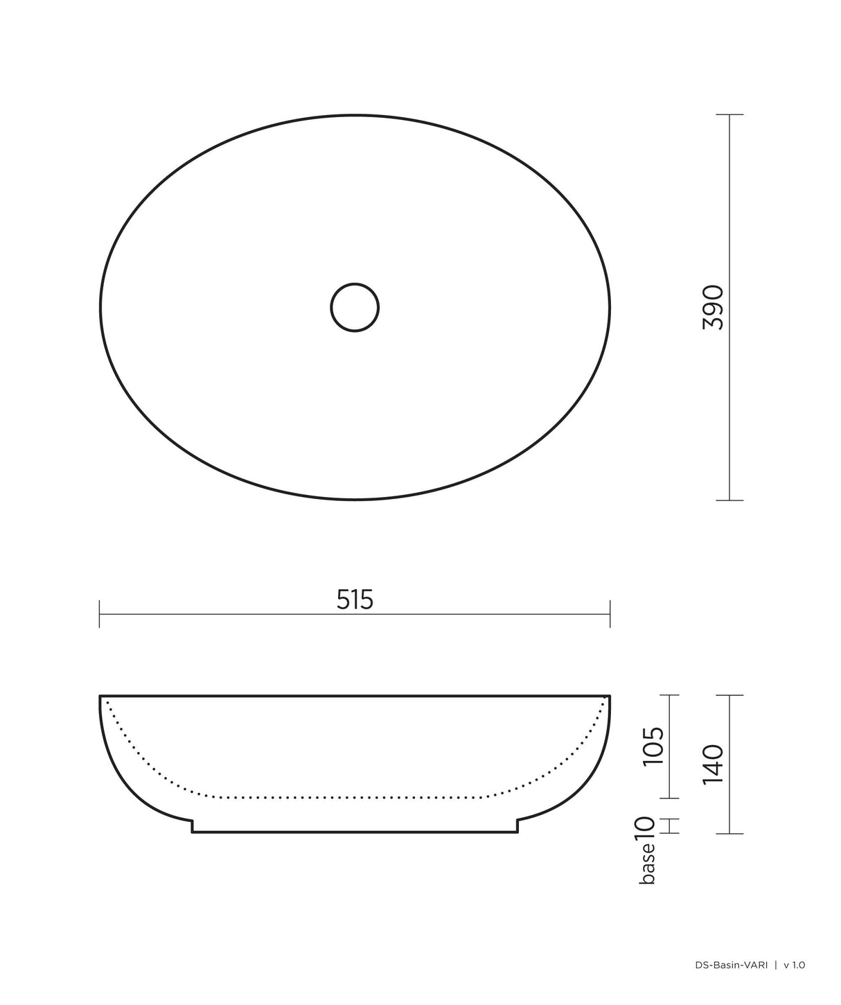 Seima 191010 Arko Above Counter Basin, White, No Taphole