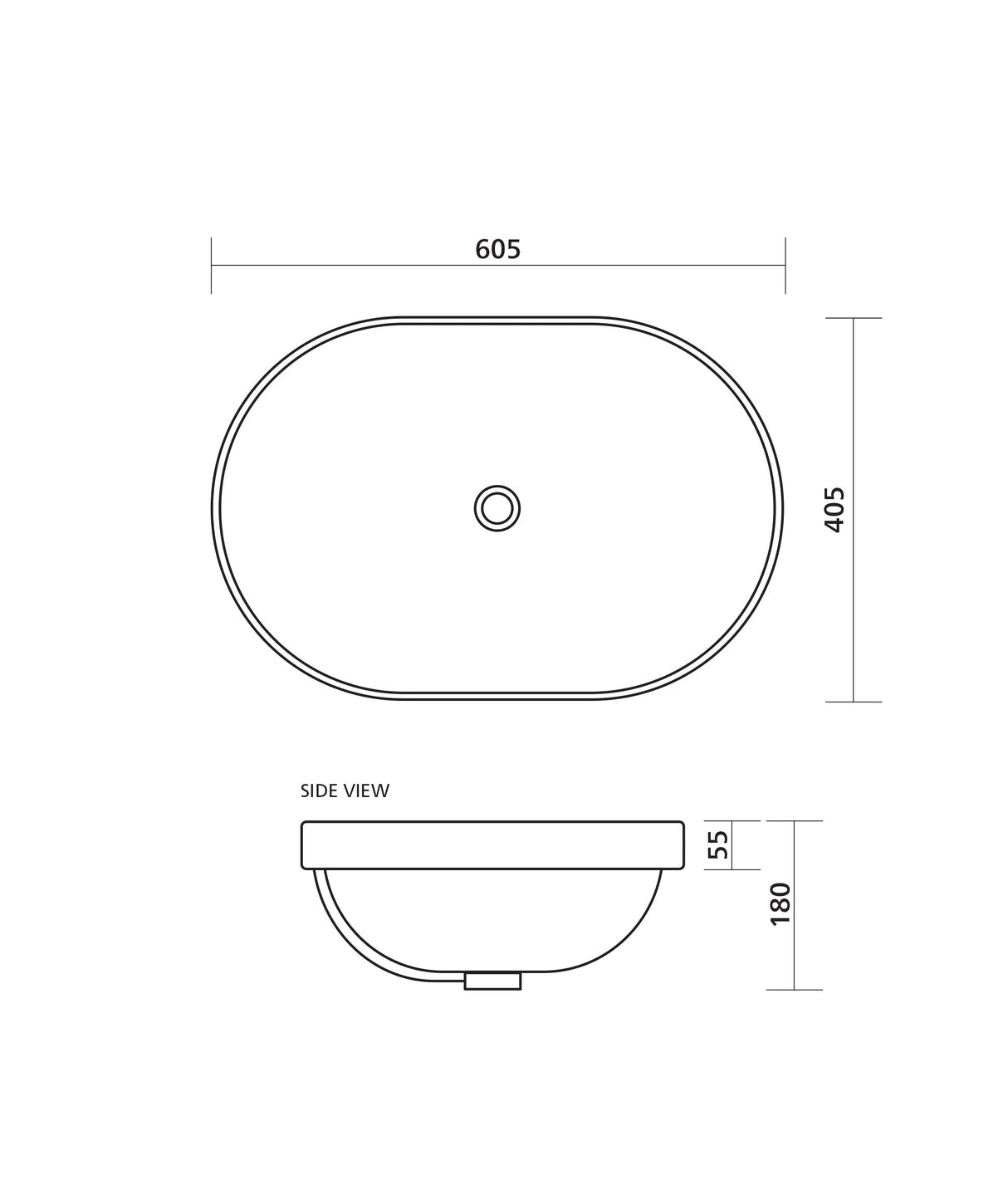 Seima 192628 Arko 605 Semi-Inset Basin with Overflow, 605x405mm (No taphole) Gloss White