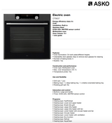 ASKO 60cm Anthracite Built-In Electric Oven OT8637A - New Clearance - Electric oven