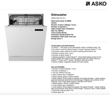 ASKO 60cm Classic Built-In Dishwasher White DBI343IDWAU - ASKO Factory Seconds - Built Under Dishwashers
