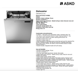 ASKO 60cm Classic Built Under Dishwasher Stainless Steel DBI364IDSAU - ASKO Factory Seconds - Built Under Dishwashers