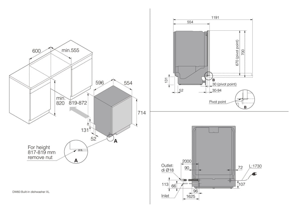 ASKO 60cm Logic Built-In Dishwasher White DBI565IKWAU - ASKO Factory Seconds - Built Under Dishwashers
