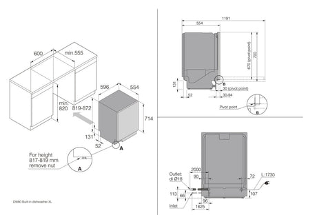ASKO 60cm Logic Built-In Dishwasher White DBI565IKWAU - ASKO Factory Seconds - Built Under Dishwashers