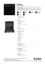 ASKO 60cm Pyrolytic Built-In Craft Oven Graphite Black OP8687A1 - ASKO Factory Seconds - Electric oven