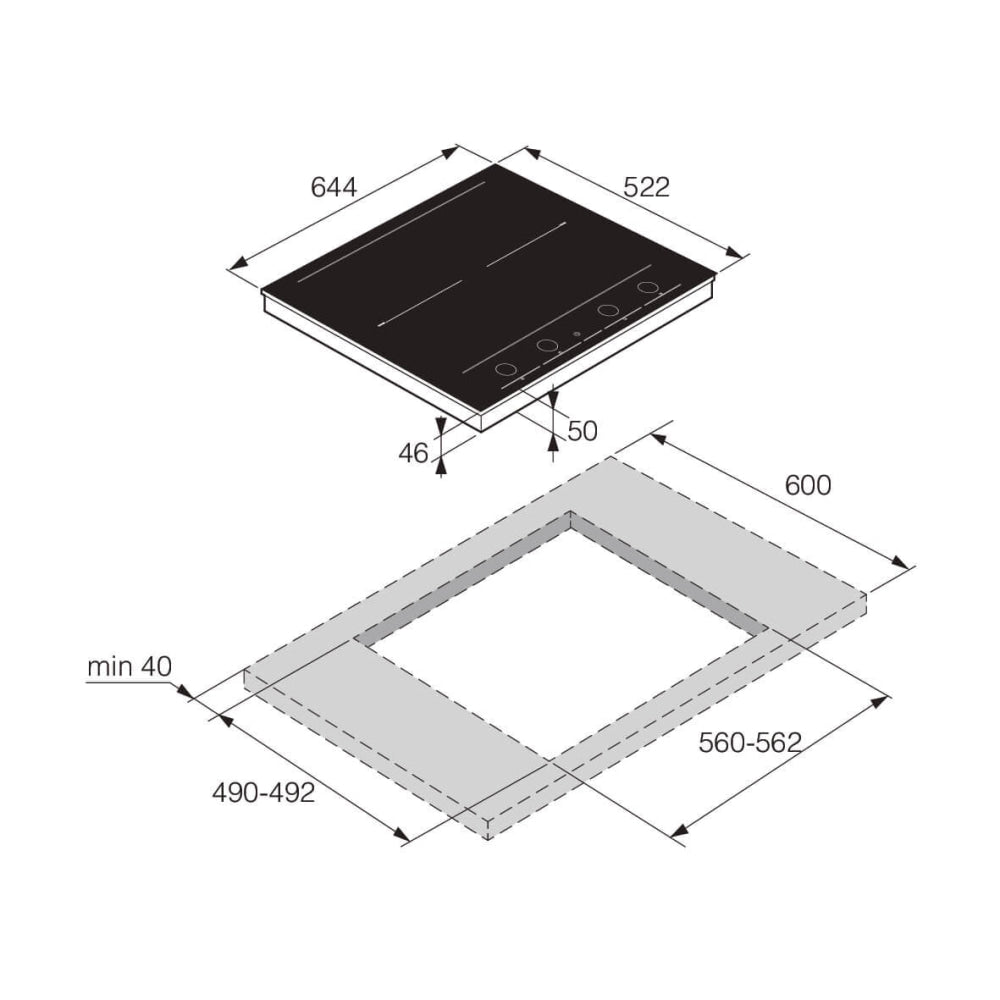 ASKO 64cm 4 Zone Induction Cooktop HID654GC - ASKO Factory Seconds - Induction Cooktop