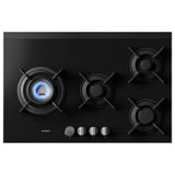 Asko 80cm Hob Gas 4 Burner Volcano Cooktop Black Glass HG8843BGD1 - ASKO Factory Seconds - Gas Cooktop