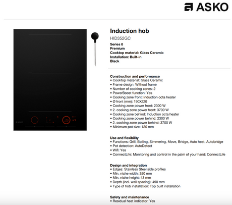 ASKO HID352GC 38cm 2 Zone Induction Cooktop - ASKO Factory Seconds - Induction Cooktop