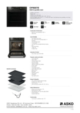 ASKO OP8687B 60cm Pyrolytic Built-In Craft Oven Black Steel - ASKO Carton Damage Clearance - Electric oven