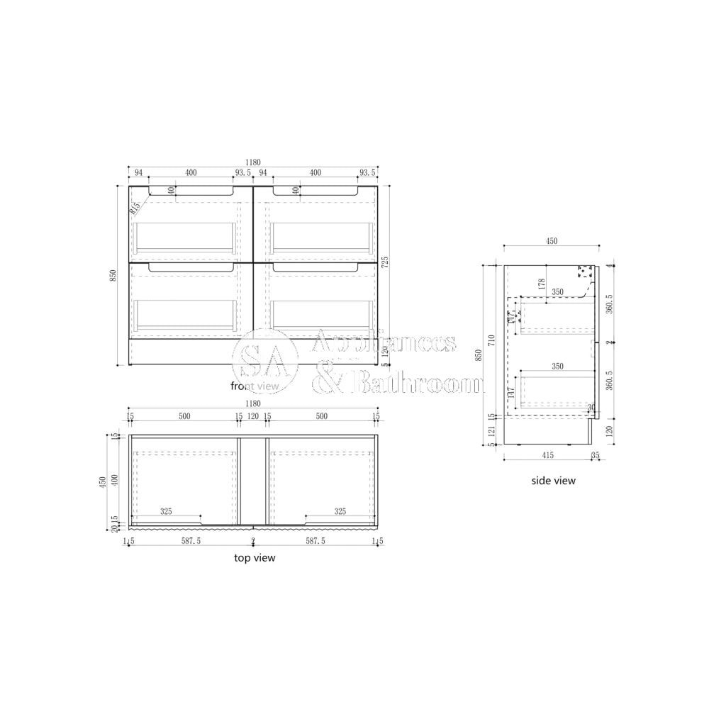 Aulic 1200mm Lovina Floorstanding Vanity with Solid Surface Top Palis Top CA56-1200-CT28 Vanity Units
