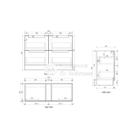 Aulic 1200mm Lovina Floorstanding Vanity with Solid Surface Top Palis Top CA56-1200-CT28 Vanity Units