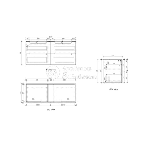 Aulic 1200mm Lovina Tier Wall Hung Vanity CAWH55-1200 Vanity Units
