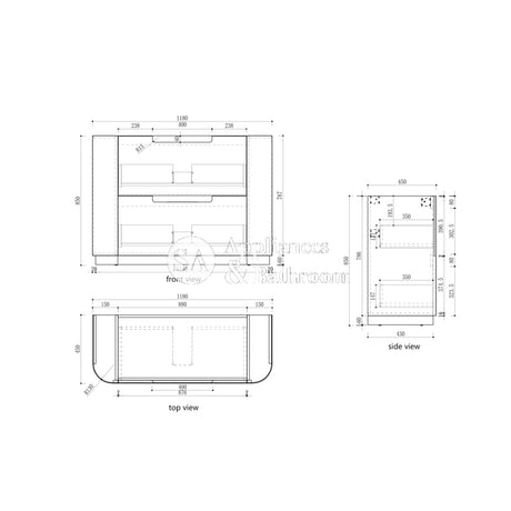 Aulic 1200mm Varcelli Floorstanding Vanity Cabinet Only CA58-1200 Vanity Units